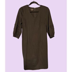 Talbots Black Dress With Crochet Lace Detail Sleeves